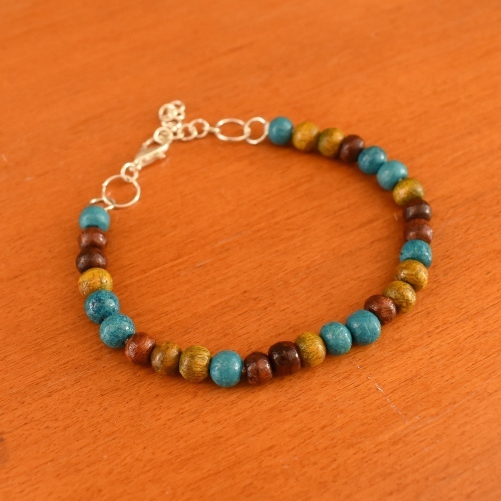 Wooden Azure Beaded‎ Bracelet